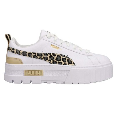 Puma Mayze Wild Leopard Lace Up Женские белые кроссовки Повседневная обувь 38419501