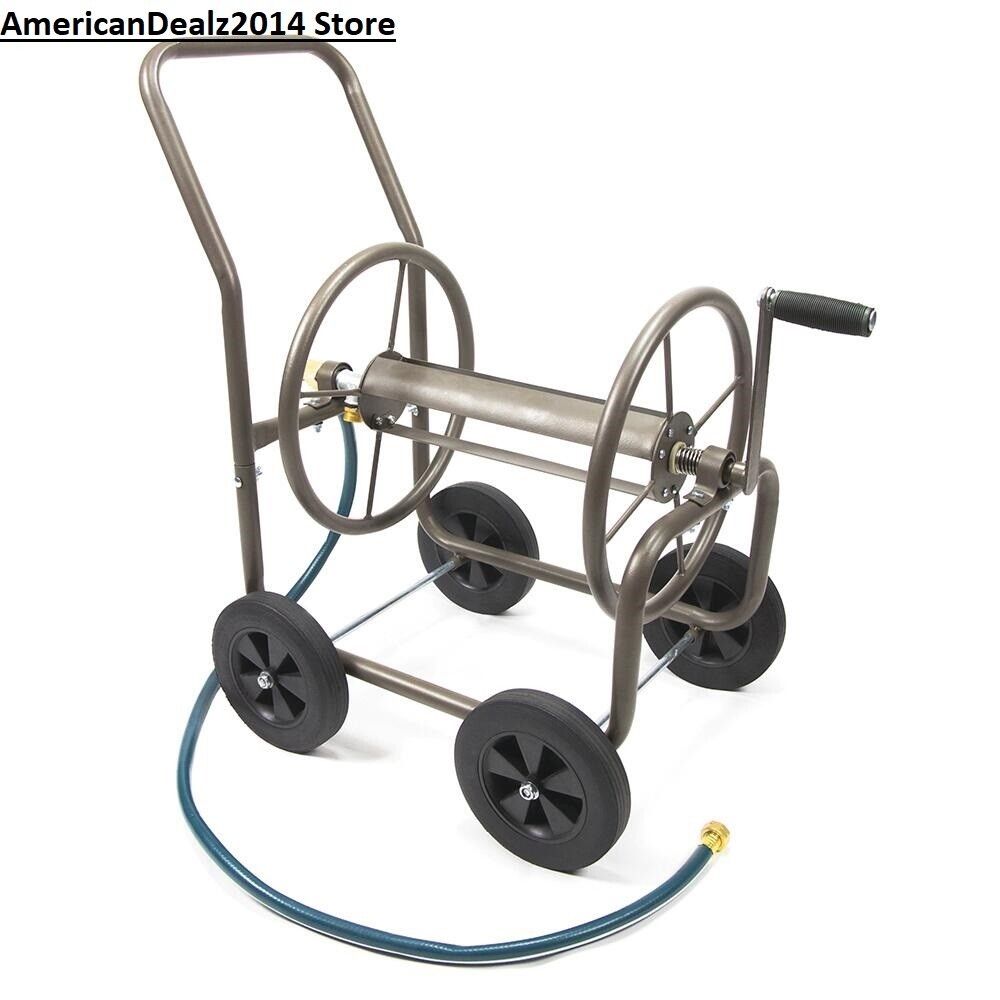200' Lightweight Steel 4 Wheel Water Hose Reel Cart Home Garden Mobile Storage
