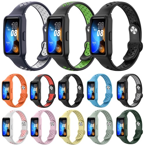 Bracelet Silicone De Remplacement Pour Huawei Band 10/9/8 - Sportif, Respirant, Ajustable - Noir - Compatible Avec Les Modèles De Montre Huawei - 6