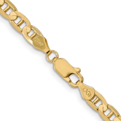 Pre-owned Superdealsforeverything Real 10kt Yellow Gold 4.5mm Concave Anchor Chain; 22 Inch; Lobster Clasp