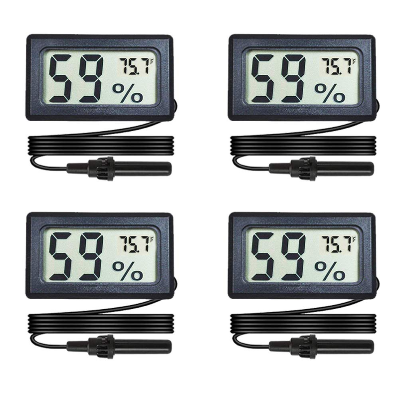 4-Pack Mini Digital Hygrometer Thermometer Gauge with Probe LCD Display