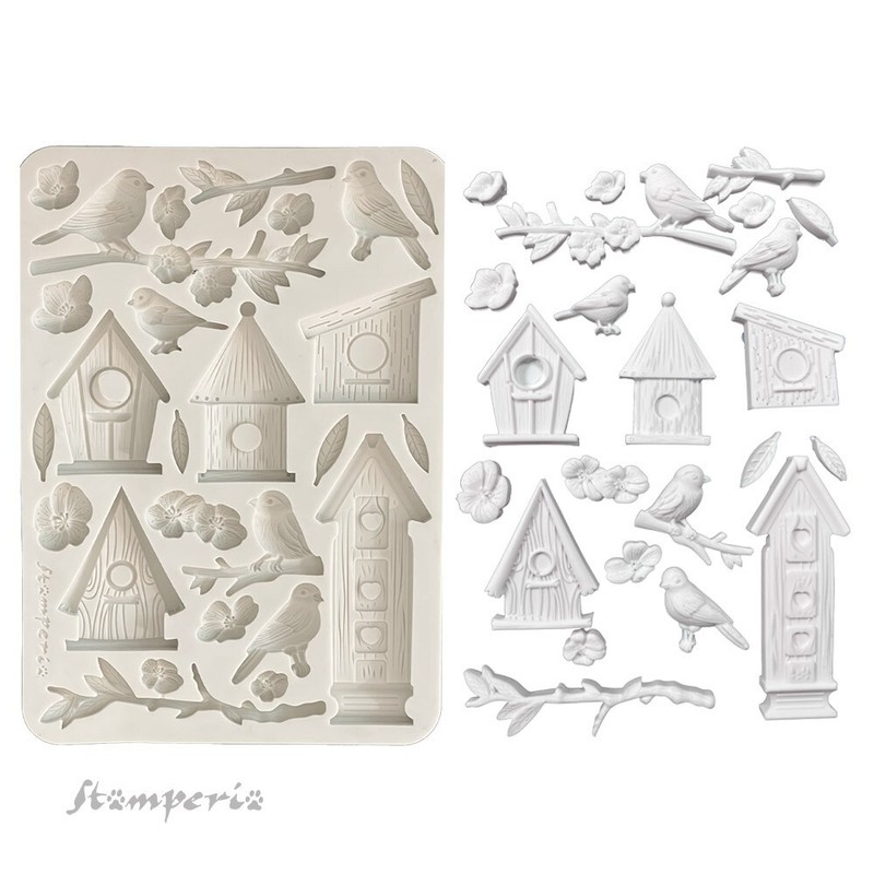 Stamperia - A5 (14.8cmx21cm) Silicon Mould - Dewdrops - Nests & Birds