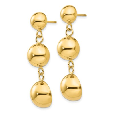 Pre-owned Superdealsforeverything Real 14kt Yellow Gold Polished Half Ball Dangle Earrings