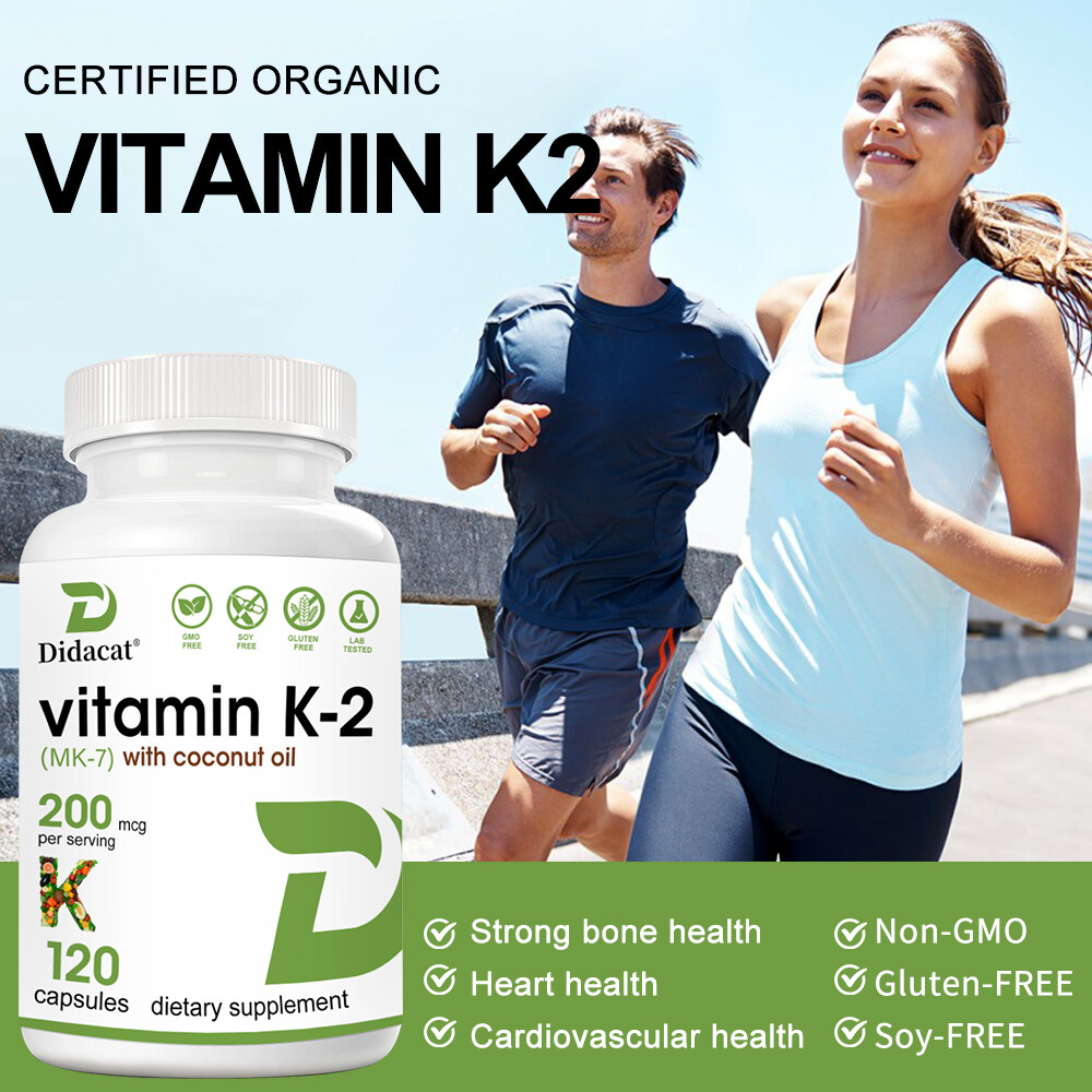 Vitamin K2 Supplement 200mcg -Vitamin K2 MK7 Supports Bone & Heart Health