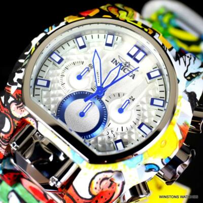 INVICTA INVICTA RESERVE BOLT ZEUS MAGNUM GRAFFITI STEEL BLUE SWISS MVT WATCH 52MM