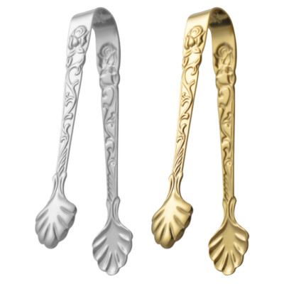 2pcs Stainless Steel Mini Tongs Ice Cube Fruit Food Tongs Sugar Cube Tongs