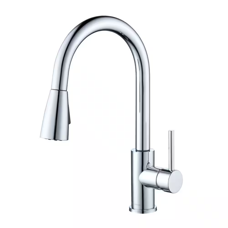 Pull Down Kitchen Faucet Chrome Single Handle Sprayer Turbo Spray 1.8 GPM