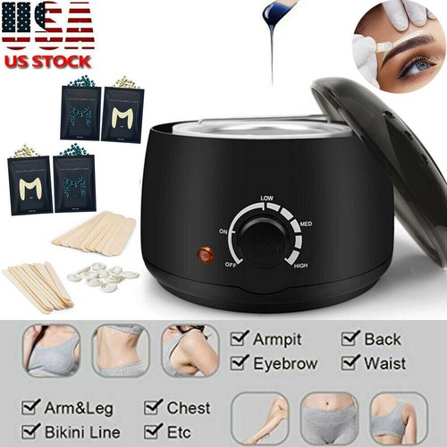 Waxing Kit Hair Removal Hot Wax Electric Warmer 4 Bags Hard Wax