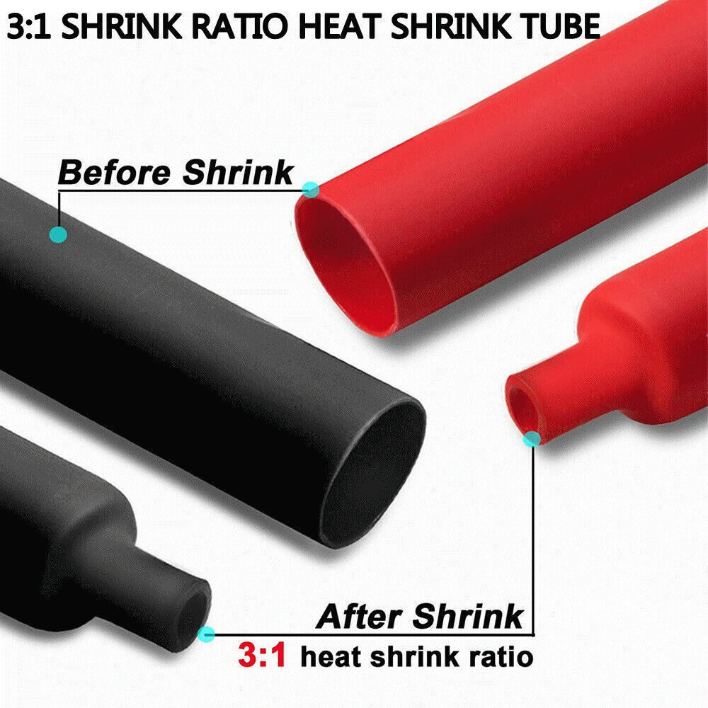 Black+Red Heat Shrink Tubing 3:1 Wire Insulation Cable Sleeve Wrap Marine Grade