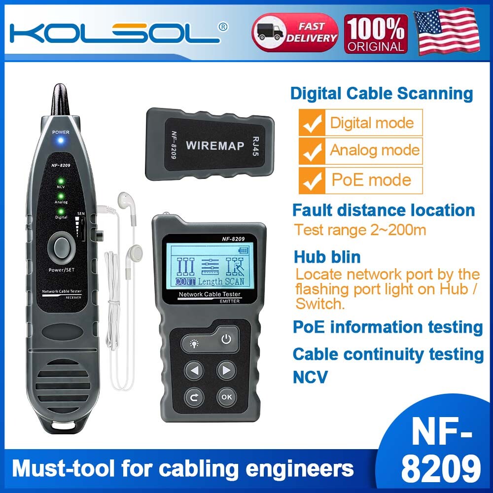 NF-8209 Network Cable Tester for LAN CAT5 CAT6 POE Checker Ethernet Wire Tracker