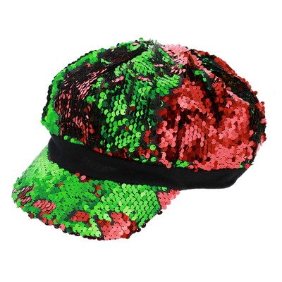Top Headwear Reversible Sequin Captain Newsboy Cap