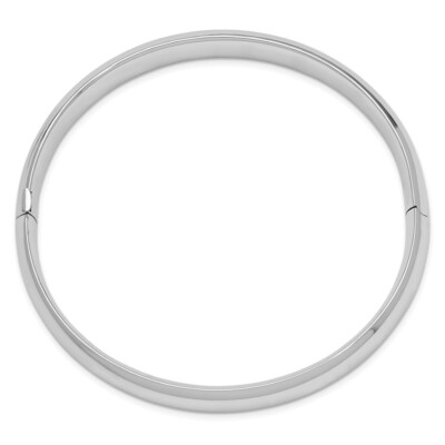Pre-owned Superdealsforeverything Real 14kt White Gold High Polished 10.00mm Hinged Bangle; 7.5 Inch