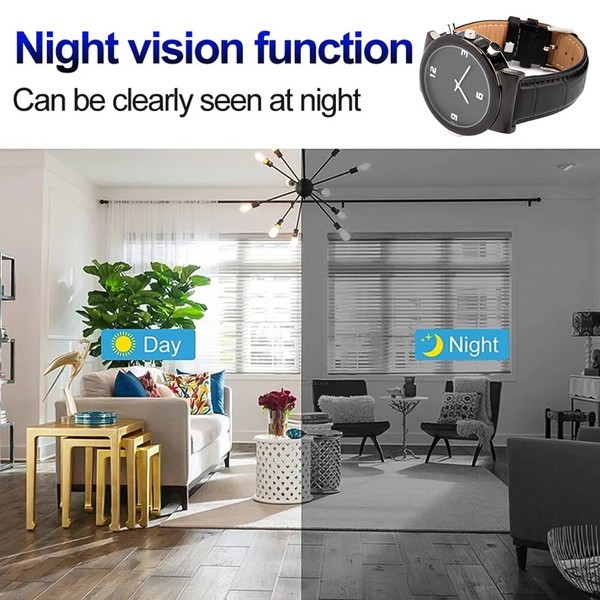 Watch with night vision feature in split-view room lighting.