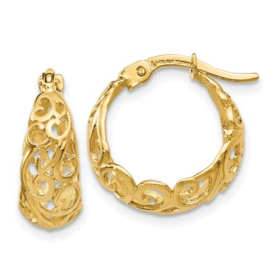 Pre-owned Superdealsforeverything Real 14kt Yellow Gold Polished Hinged Hoop Earrings