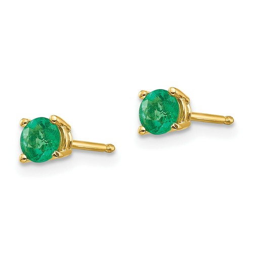 Pre-owned Goldia 14k Emerald Post Earrings In Yellow