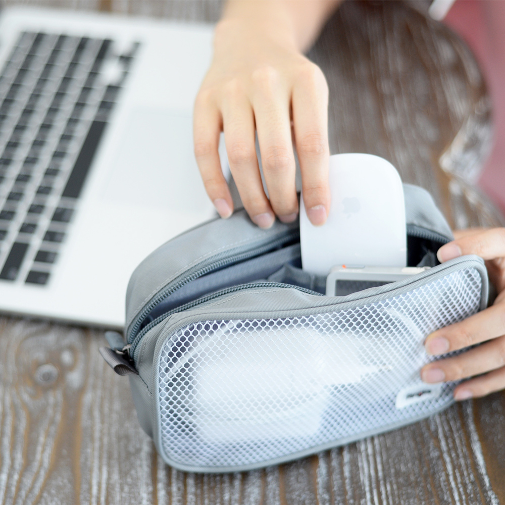 Ringke [Pouch] Travel Organizer Bag, Mesh & Transparent Divided Pockets Pouch