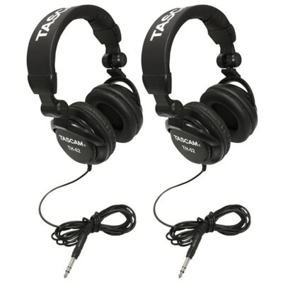 Tascam TH-02 Recording Studio Headphones, 2-Pack, Black