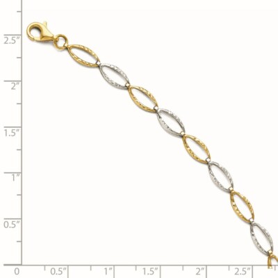 Pre-owned Superdealsforeverything Real 14kt Two-tone Diamond Cut Chain Bracelet; 7 Inch; Lobster (fancy) Clasp