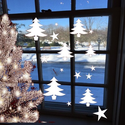 30  Fensteraufkleber++Tannenbäume und Sterne++Weihnachten,Sticker,Fensterbilder