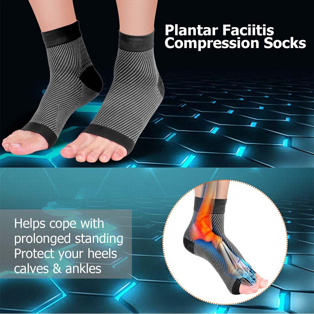 Foot Plantar Fasciitis Arch Support Compression Socks Ankle Heel Brace Copper HG