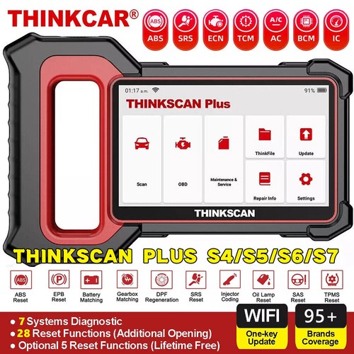 THINKSCAN PLUS Car Diagnostic Scanner OBD2 Code Reader Scan Tool ABS SRS IC 2024