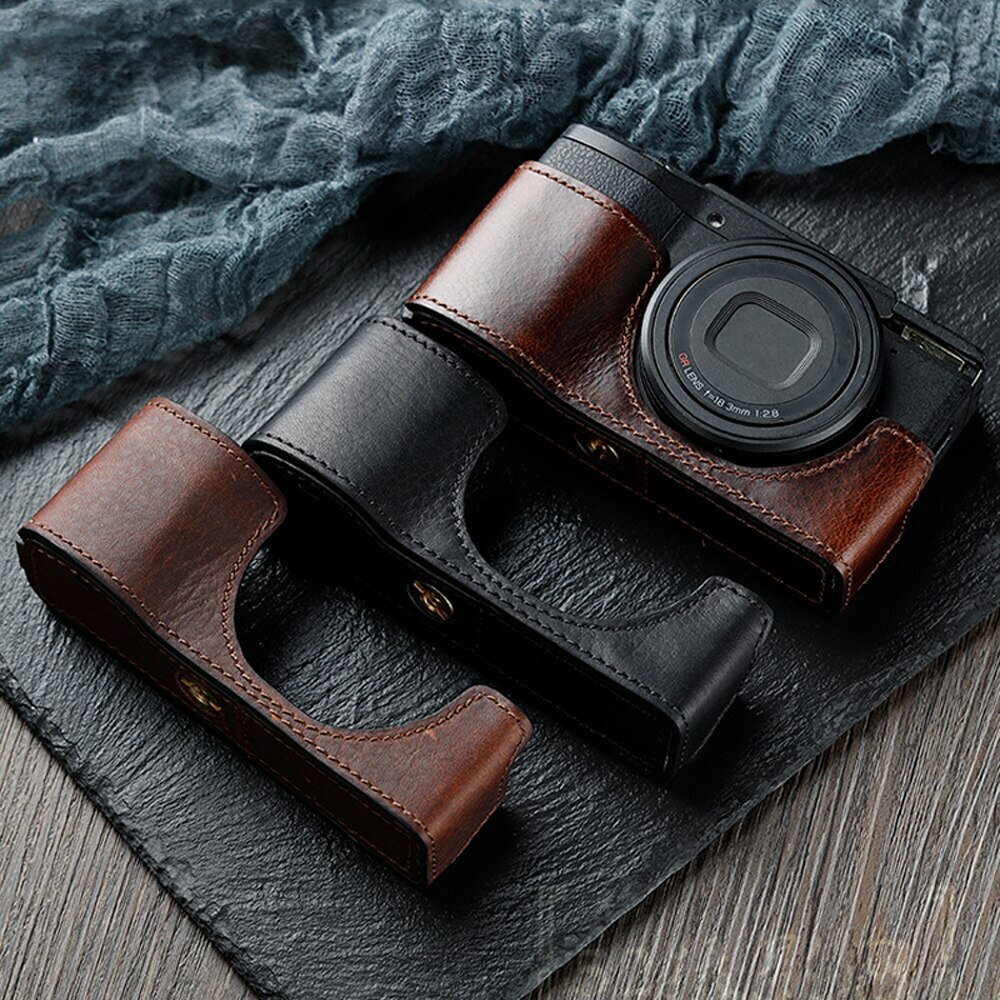 Genuine Leather Camera Bag Half Body For Ricoh GRII GRIII GRIIIX