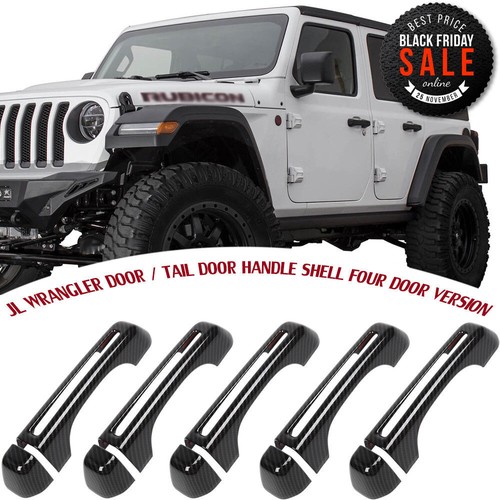 4 Dr Exterior Abs Door Handle Cover Trim Carbon Fiber For Jeep