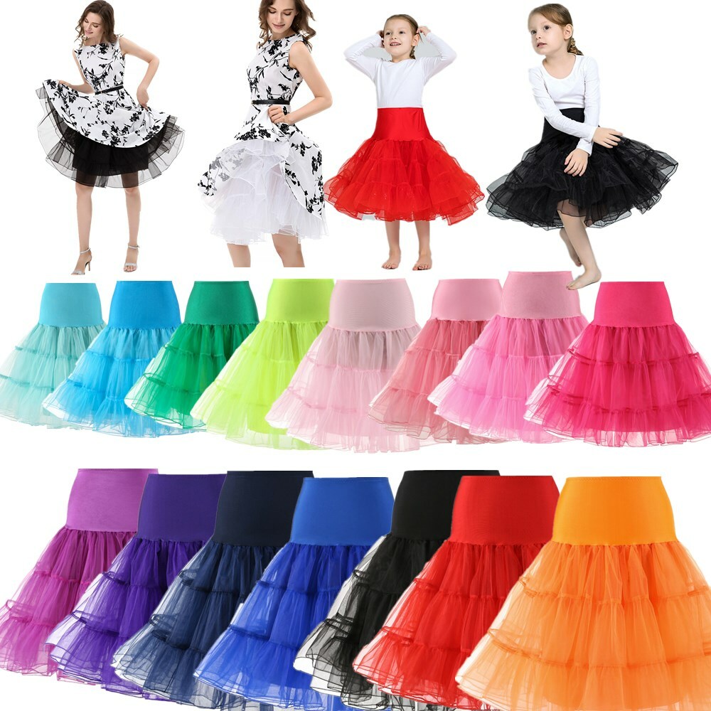 Mädchen Damen Hochzeit Tüllrock Partyrock Unterrock Petticoat Dirndl Draussen DE