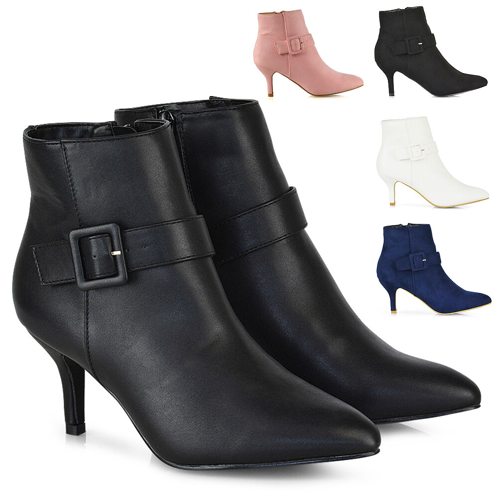 navy kitten heel ankle boots