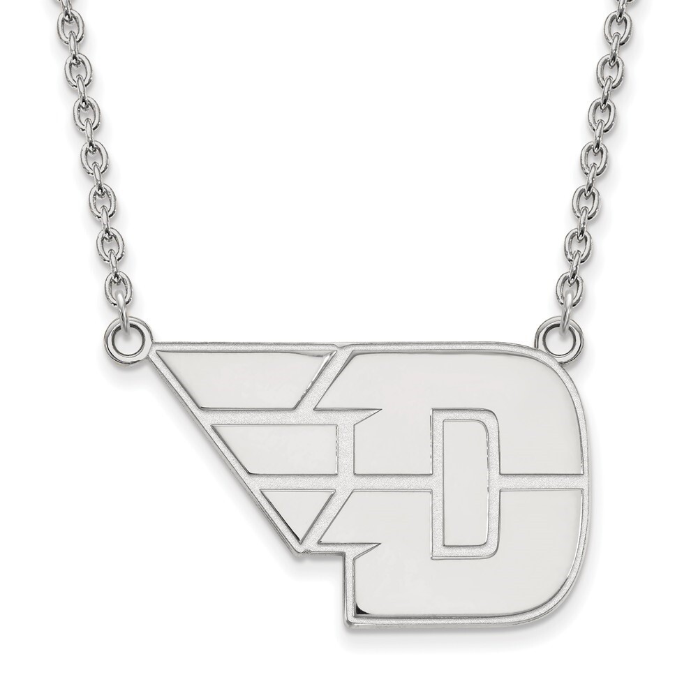 925 Sterling Silver Rhodium-plated Laser-cut DePaul University Large Pendant w//Necklace 18