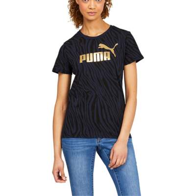 

Puma Tiger Aop Футболка с круглым вырезом и коротким рукавом женские синие повседневные топы 67050943, Синий