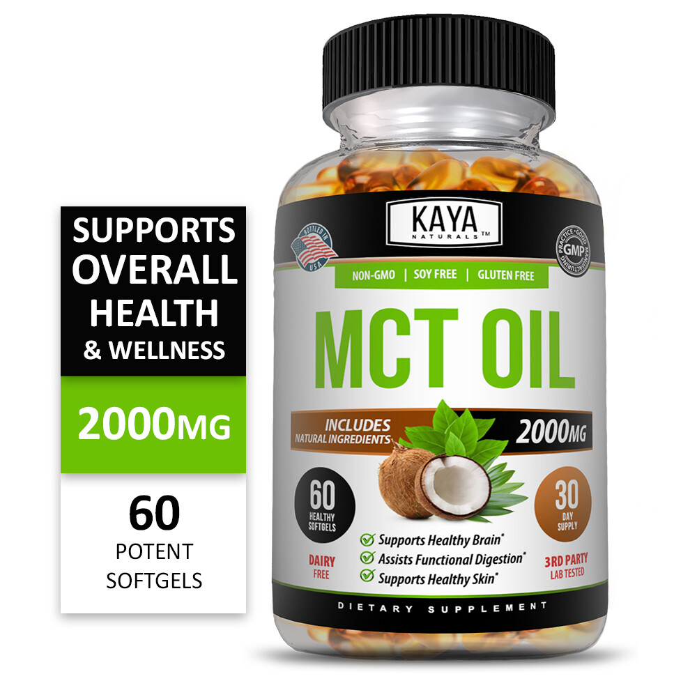 Pure MCT Oil 2000mg serving, C8 C10 Weight Loss, Energy, Inflammation Capsules