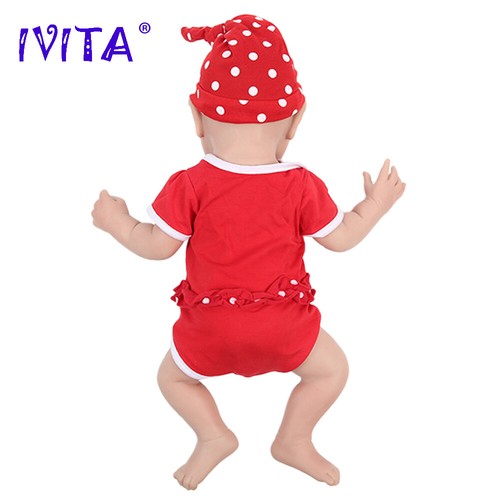 IVITA 19"Popular Blue Eyes Boy&Girl Full Silicone Doll Reborn Baby Toddler Toy