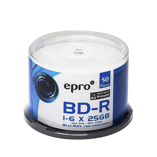 50 EPRO 6X 25GB LTH BD-R Blu-ray Disc White Inkjet AZO MCC EPROBDR6XBH-50-PRI