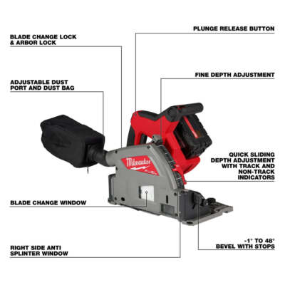 Milwaukee 2831-21 M18 FUEL 18V 6-1/2" Cordless Li-Ion Plunge Track Saw Kit