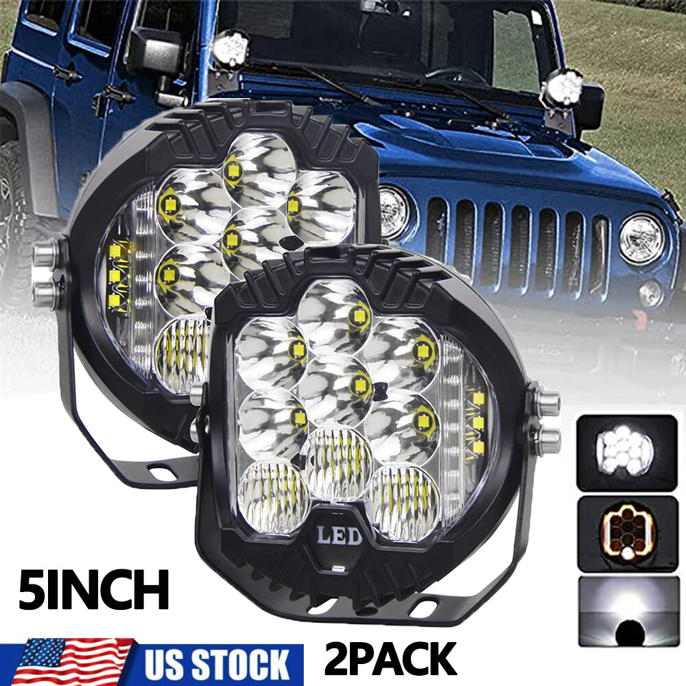 Pair 5inch LED Work Light For Pods Spot Flood Combo Fog Lamp