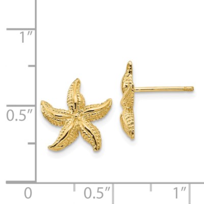 Pre-owned Superdealsforeverything Real 14kt Yellow Gold Starfish Earrings