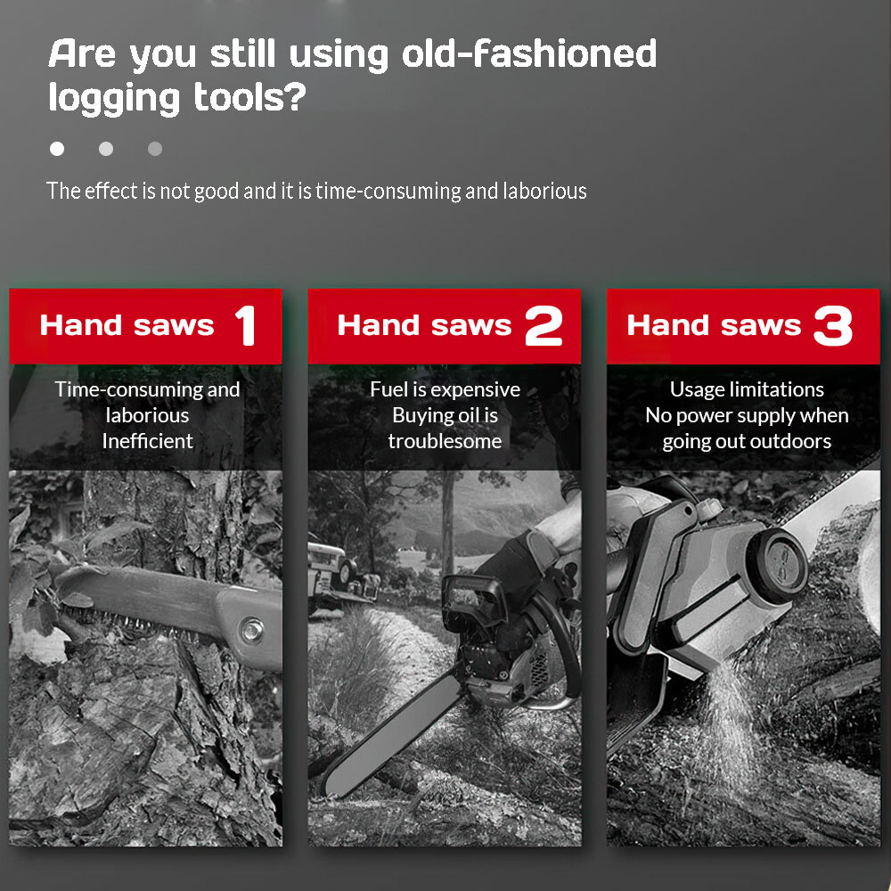 4" 6" Mini Handheld Electric Chainsaw Cordless Chain Saw Wood Cutter+2 Batteries