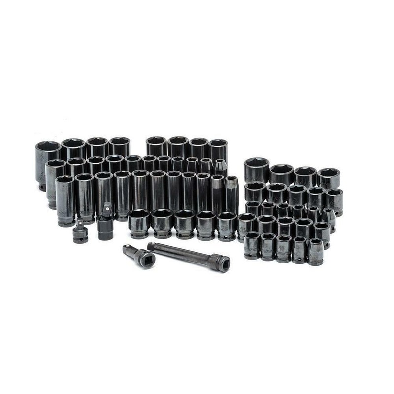 Husky Impact Socket Set Black Oxide Durable 1/2 In. Drive Sae Metric 64