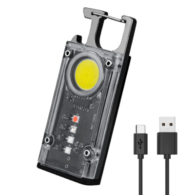 COB LED Magnetic Flashlight Keychain Torch Mini Pocket Rechargeable Light Lamp