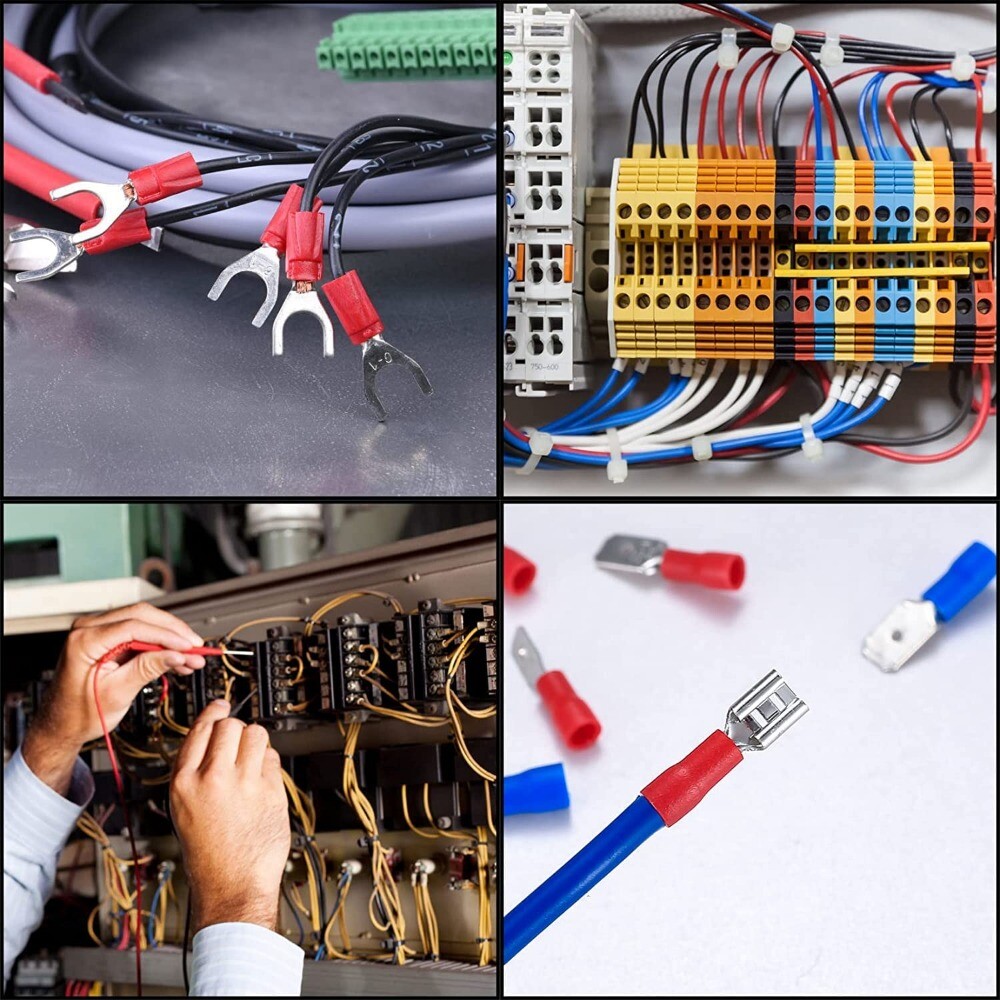 1500Pcs Assorted Insulated Electrical Wire Terminals Crimp Spade Connectors Kit