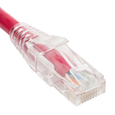 Icc Cat6 Patch Cord 7ft, Clear Boot, Red