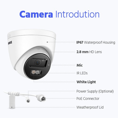 ANNKE 5MP Audio POE Security Camera System 8CH/16CH 12MP NVR Outdoor Color Night