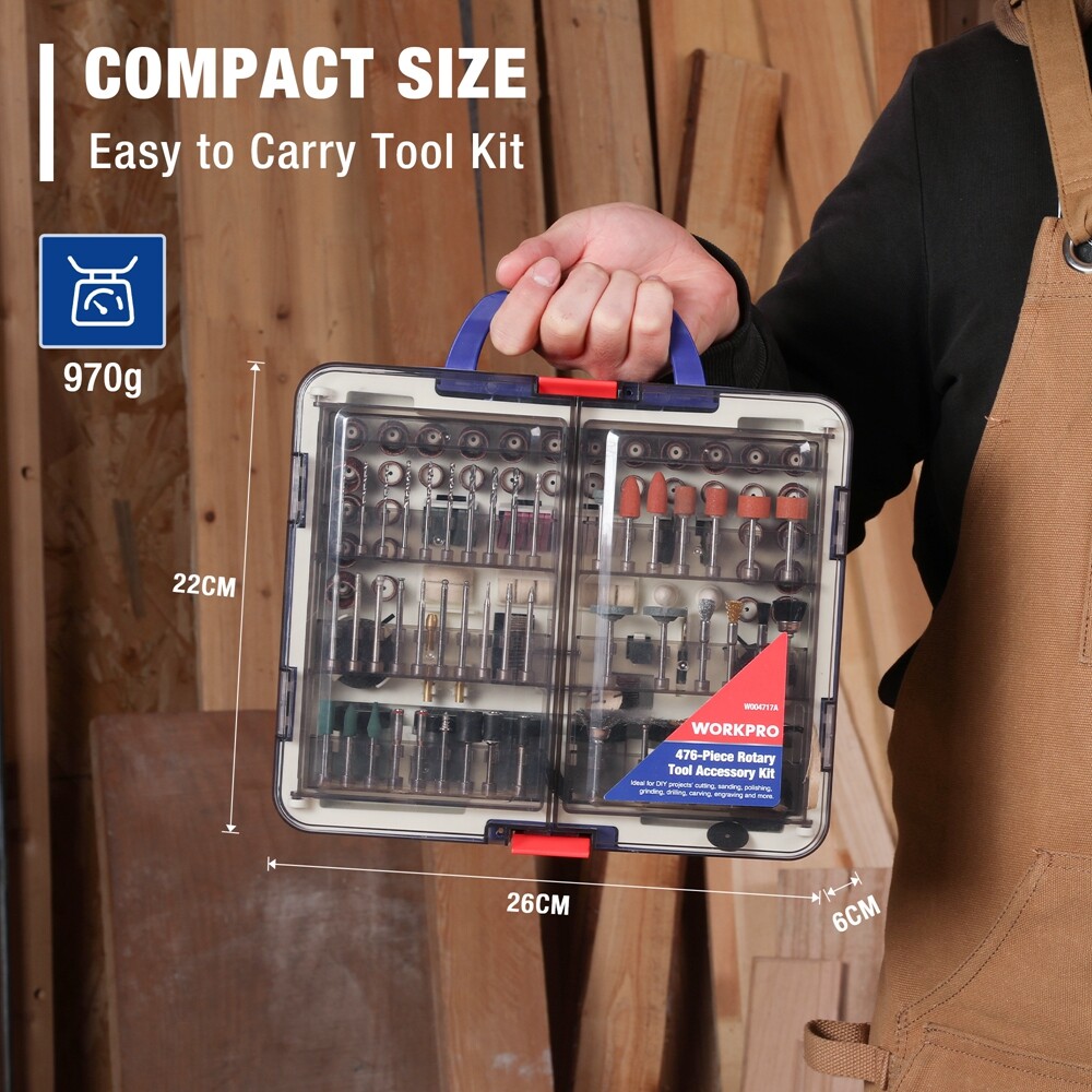 WORKPRO 476PCS All-Purpose Dremel Rotary Tool Accessories Kit with Storage Case