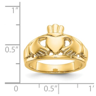 Pre-owned Superdealsforeverything Real 14kt Yellow Gold Polished Ladies Claddagh Ring S:6