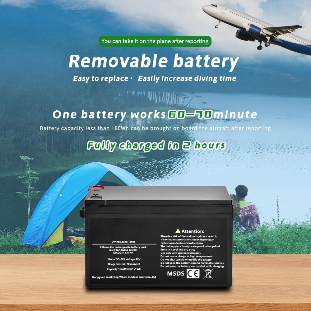 NEW 15-18M Scuba Diving Ventilator Tankless Diving System Air Compressor w/ Bag