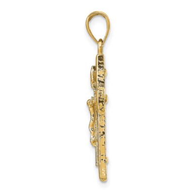 Pre-owned Superdealsforeverything Real 14kt Yellow Gold Polished Crucifix Pendant