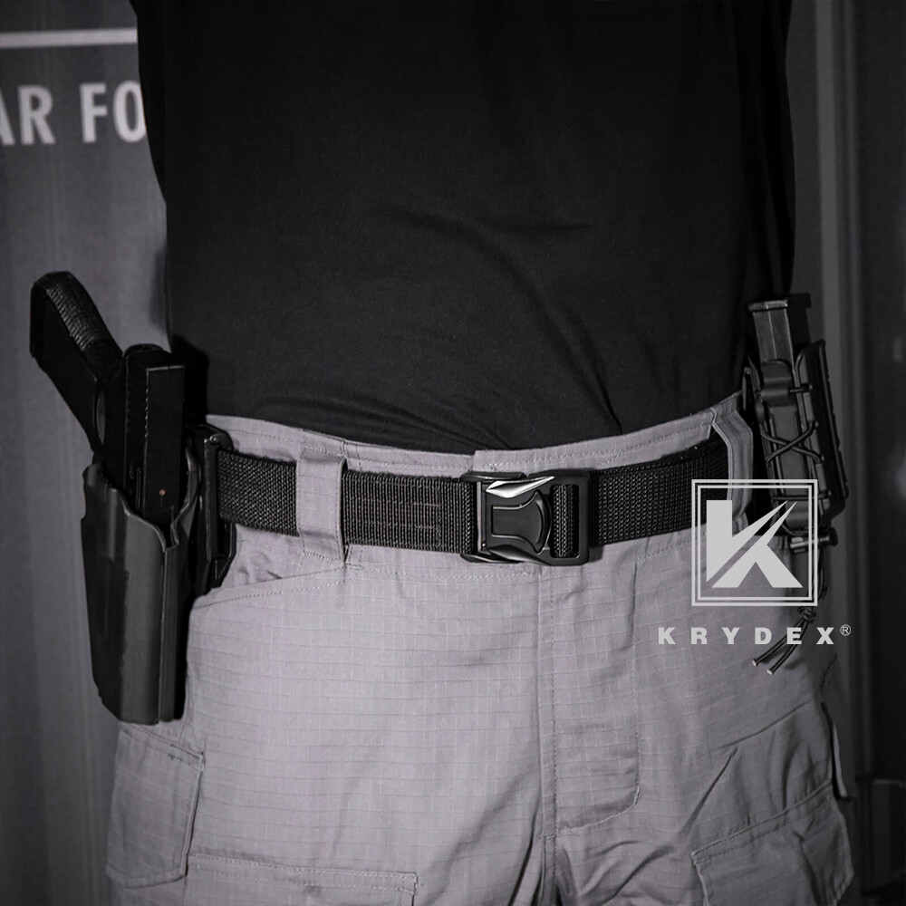 KRYDEX Tactical Duty Belt 1.5 inch Double Layer Quick Release T-Buckle Belt