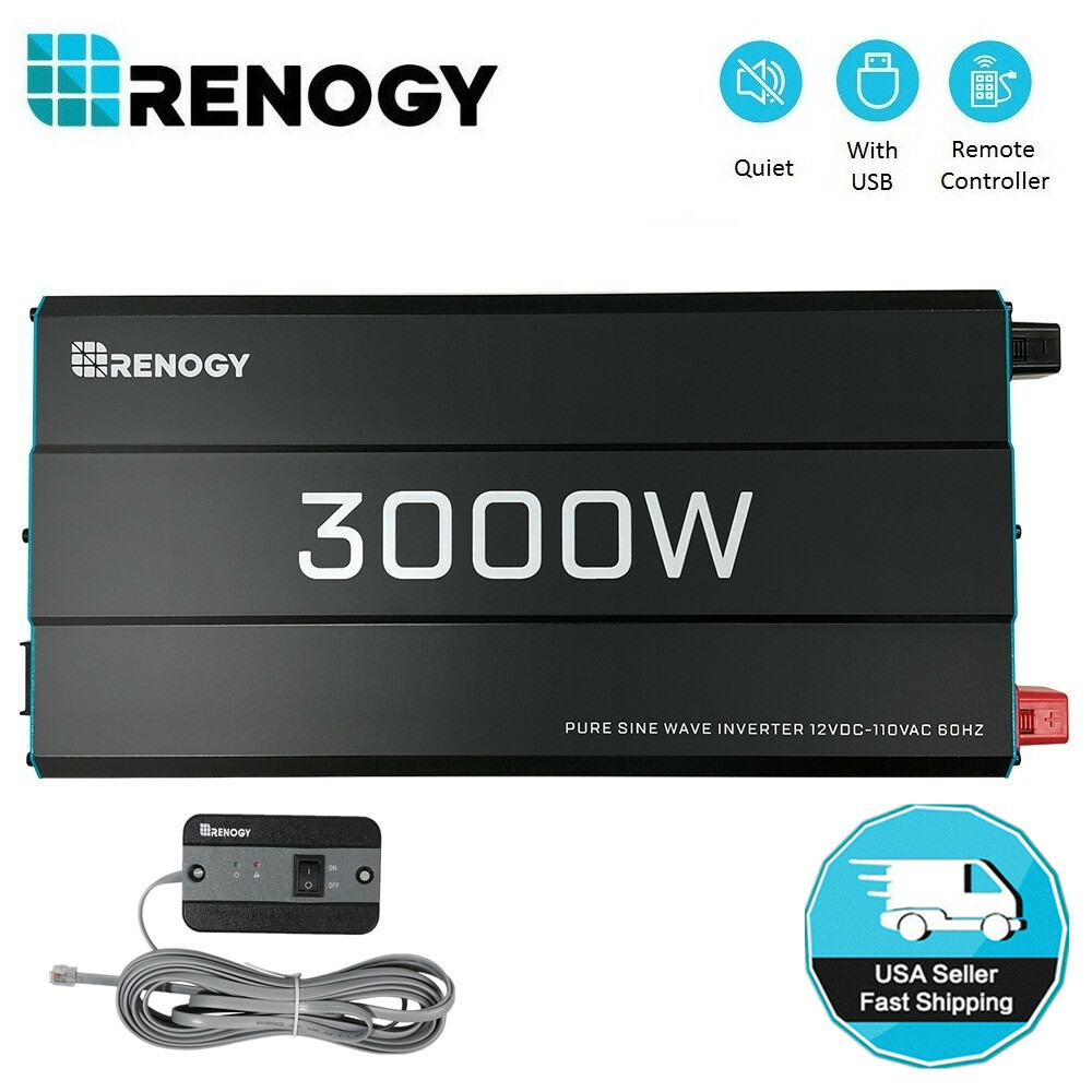 Renogy 3000W 12V Pure Sine Wave Inverter 3000W Solar Power Battery Converter