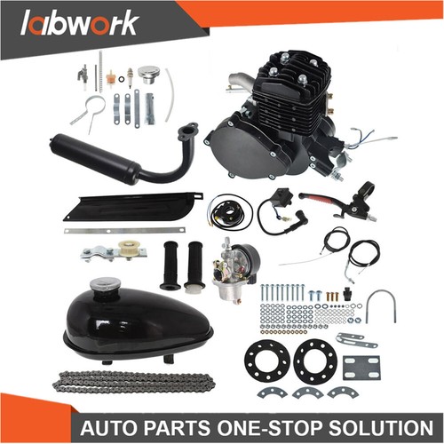 Labwork 80cc Engine 2 Stroke Motor Kit Petrol Gas Motorized Bicycle Bike Black